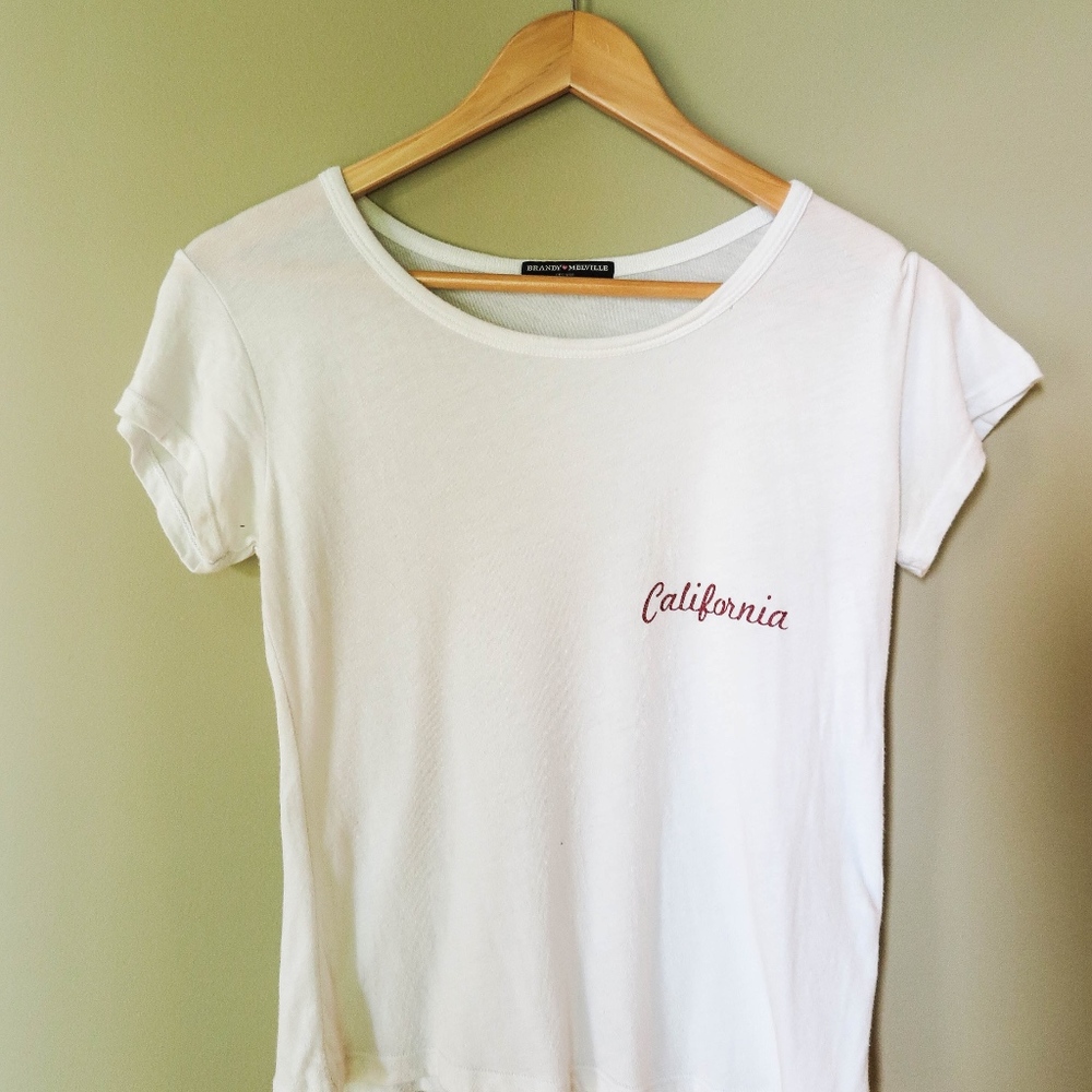 Brandy Melville White Maroon California Tee Tshirt